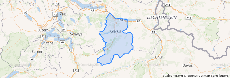 Mapa de ubicacion de Glarus.