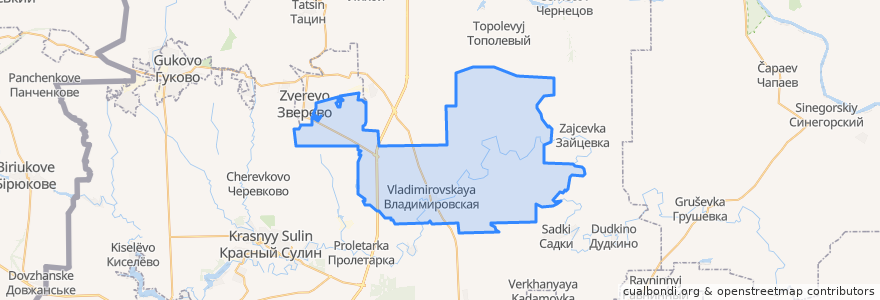 Mapa de ubicacion de Владимировское сельское поселение.