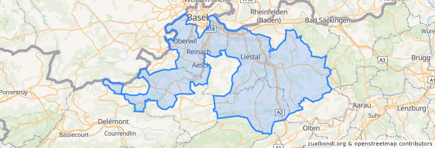 Mapa de ubicacion de Basel-Landschaft.