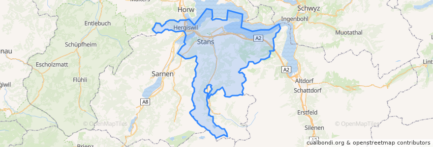 Mapa de ubicacion de Nidwalden.