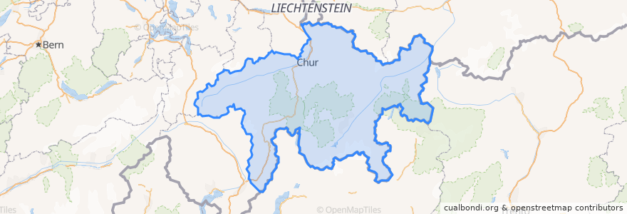 Mapa de ubicacion de Graubünden/Grischun/Grigioni.