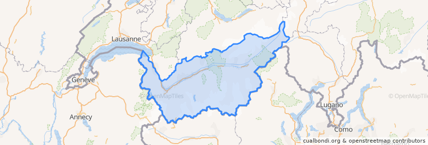 Mapa de ubicacion de Valais/Wallis.