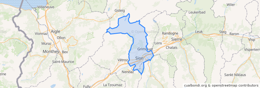 Mapa de ubicacion de Sion.