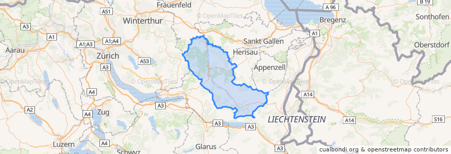 Mapa de ubicacion de Wahlkreis Toggenburg.