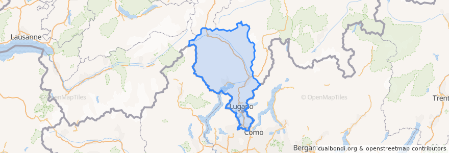 Mapa de ubicacion de Tessin.