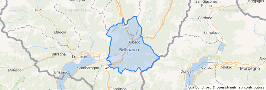 Mapa de ubicacion de Distretto di Bellinzona.