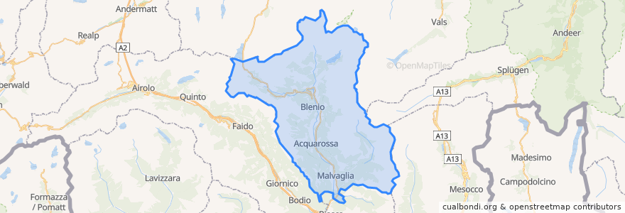 Mapa de ubicacion de Bezirk Blenio.