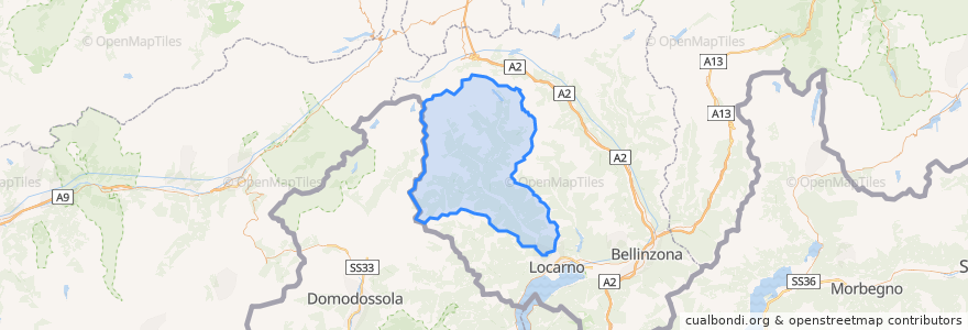 Mapa de ubicacion de Distretto di Vallemaggia.