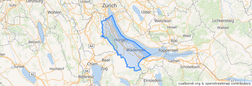 Mapa de ubicacion de Bezirk Horgen.