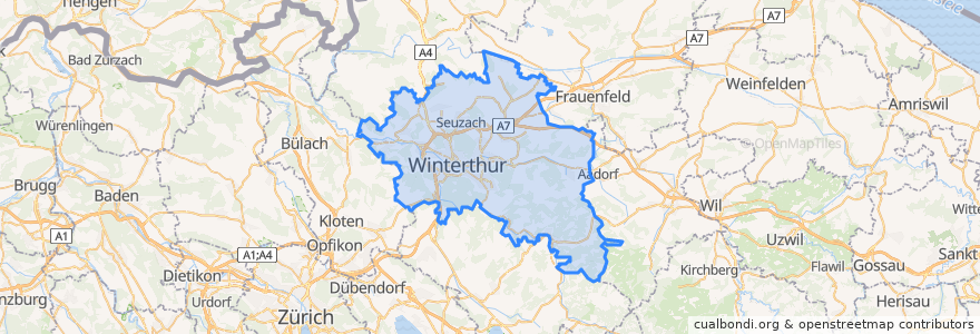 Mapa de ubicacion de Bezirk Winterthur.