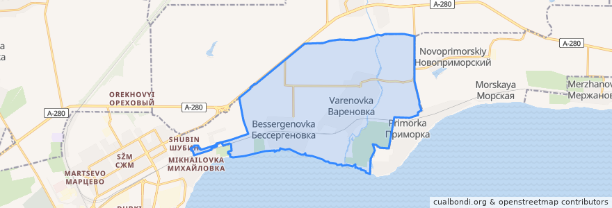 Mapa de ubicacion de Вареновское сельское поселение.