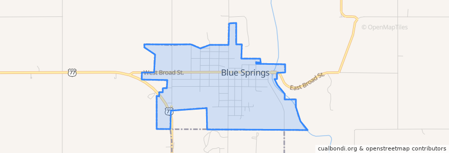 Mapa de ubicacion de Blue Springs.