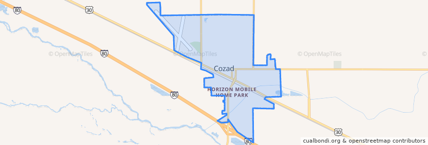 Mapa de ubicacion de Cozad.