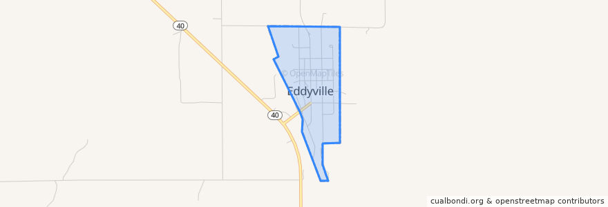 Mapa de ubicacion de Eddyville.