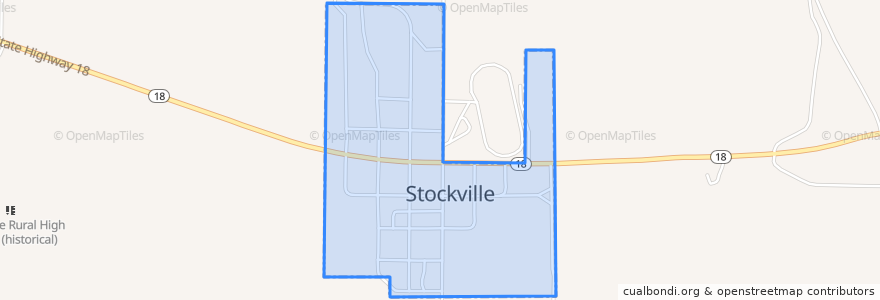 Mapa de ubicacion de Stockville.