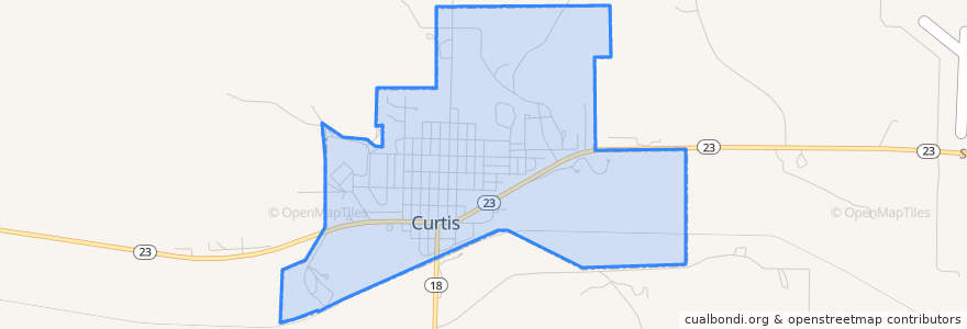 Mapa de ubicacion de Curtis.