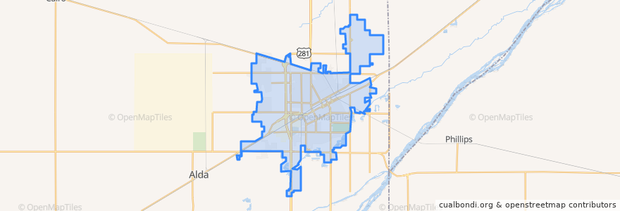 Mapa de ubicacion de Grand Island.