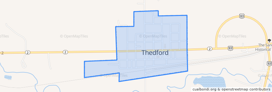 Mapa de ubicacion de Thedford.