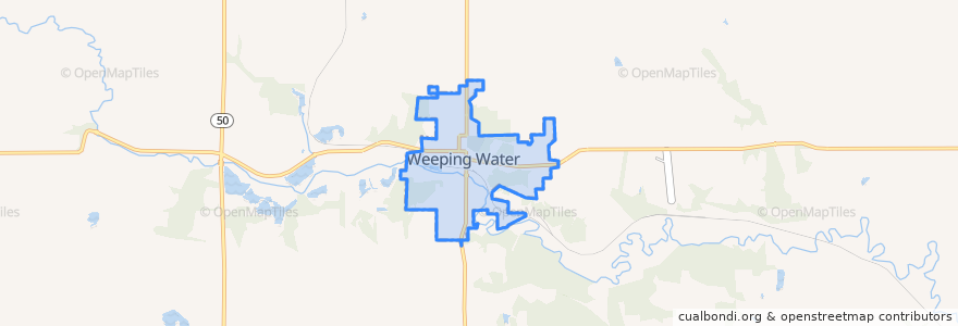 Mapa de ubicacion de Weeping Water.