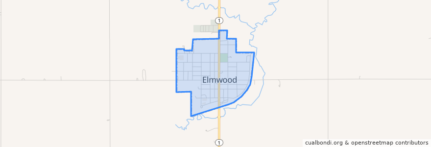 Mapa de ubicacion de Elmwood.