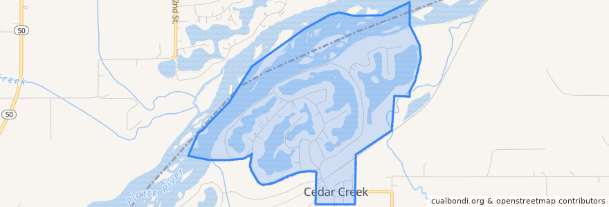 Mapa de ubicacion de Cedar Creek.