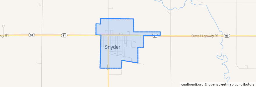 Mapa de ubicacion de Snyder.