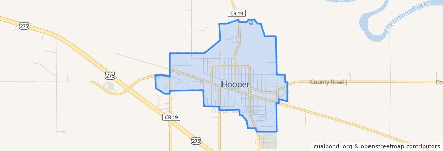 Mapa de ubicacion de Hooper.