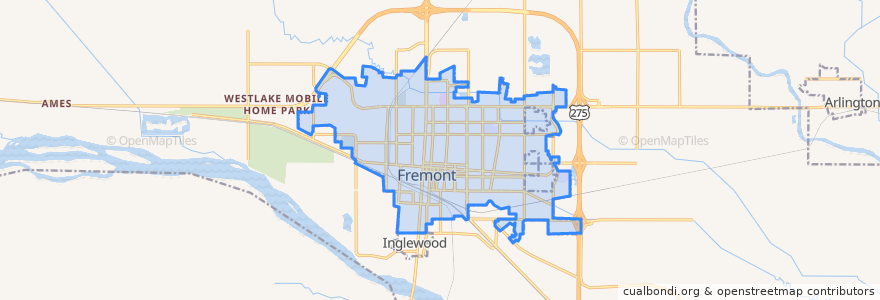 Mapa de ubicacion de Fremont.