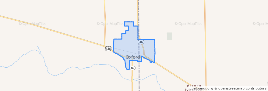 Mapa de ubicacion de Oxford.