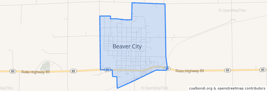 Mapa de ubicacion de Beaver City.