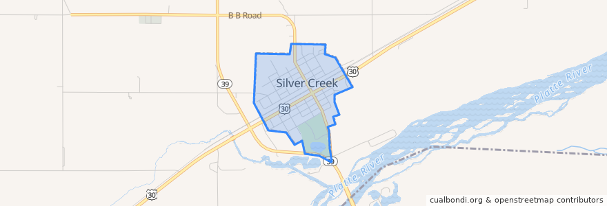 Mapa de ubicacion de Silver Creek.