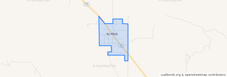 Mapa de ubicacion de Elyria.