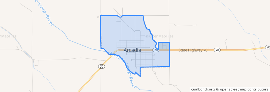 Mapa de ubicacion de Arcadia.