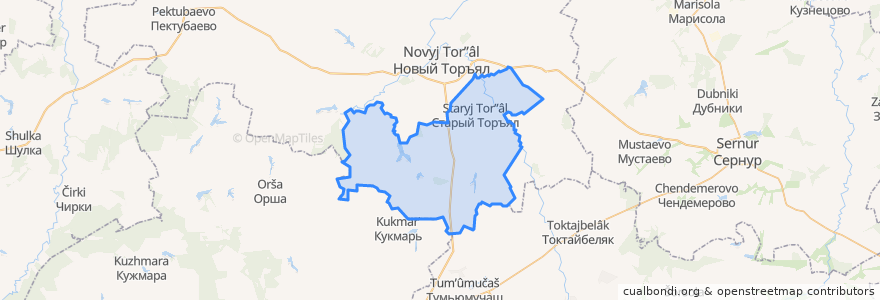 Mapa de ubicacion de Староторъяльское сельское поселение.