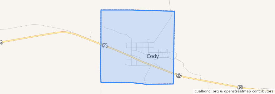 Mapa de ubicacion de Cody.