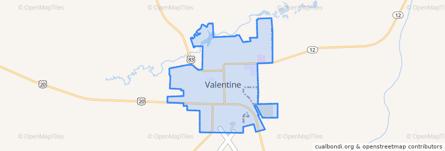 Mapa de ubicacion de Valentine.