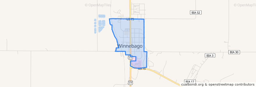 Mapa de ubicacion de Winnebago.