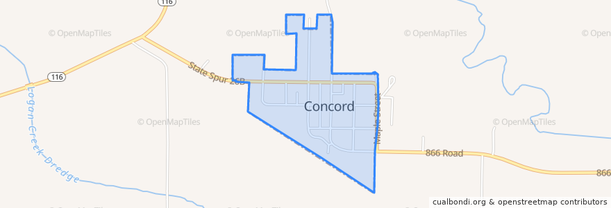 Mapa de ubicacion de Concord.