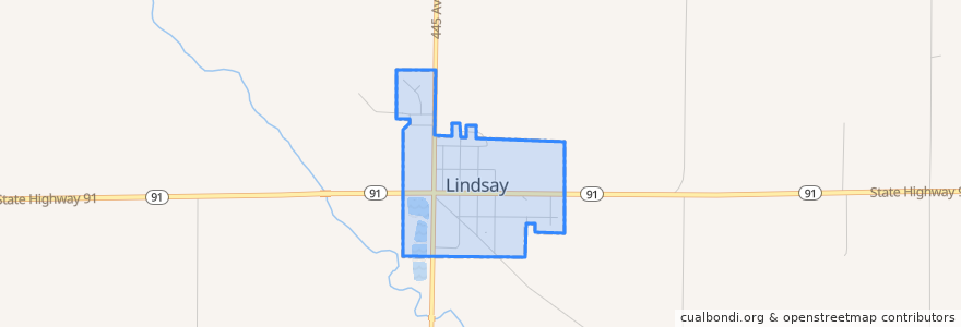 Mapa de ubicacion de Lindsay.