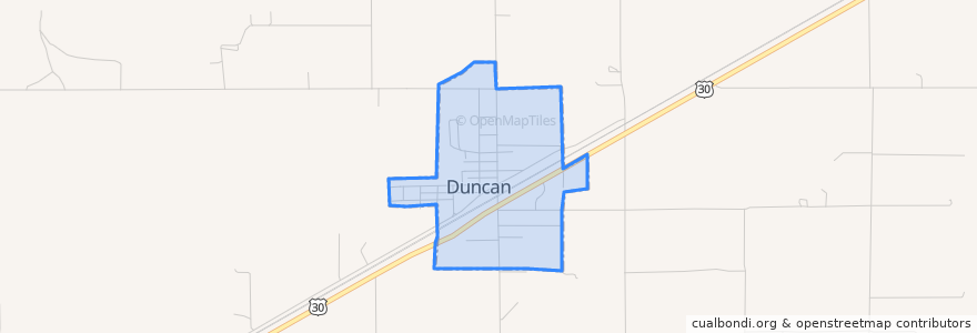 Mapa de ubicacion de Duncan.