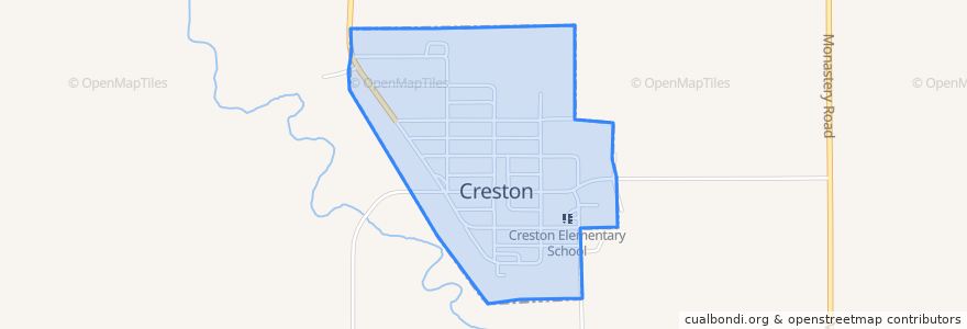 Mapa de ubicacion de Creston.