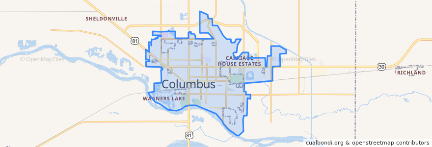 Mapa de ubicacion de Columbus.