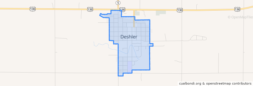 Mapa de ubicacion de Deshler.