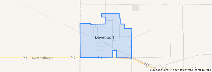 Mapa de ubicacion de Davenport.