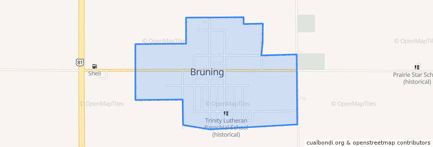 Mapa de ubicacion de Bruning.