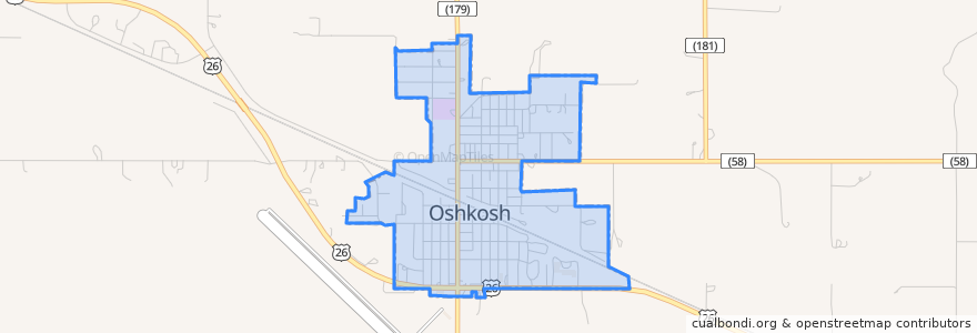 Mapa de ubicacion de Oshkosh.