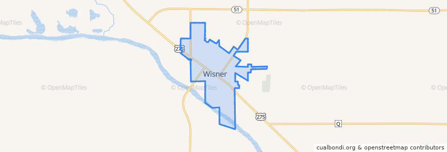 Mapa de ubicacion de Wisner.