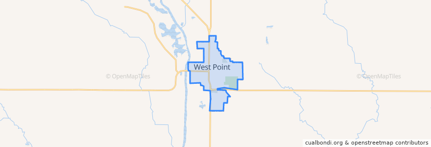 Mapa de ubicacion de West Point.