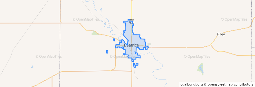 Mapa de ubicacion de Beatrice.