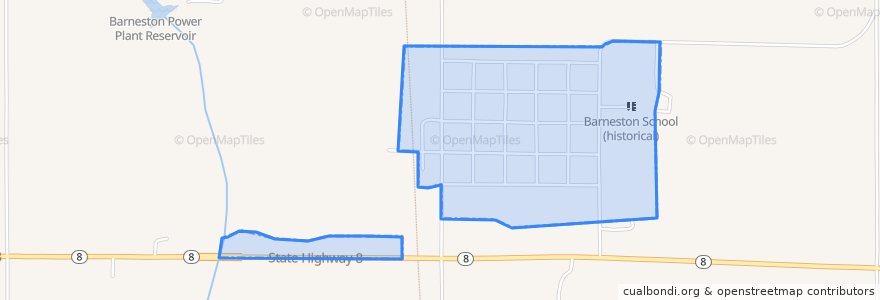 Mapa de ubicacion de Barneston.